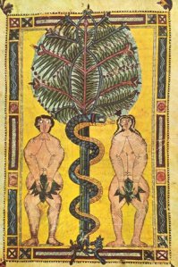 Adam und Eva mit Feigenblatt